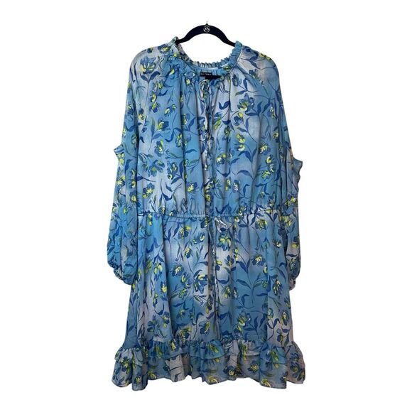 Prabal Gurung JCP Women’s Plus 2X Blue Floral Chiffon Cottagecore Dress - Picture 3 of 8